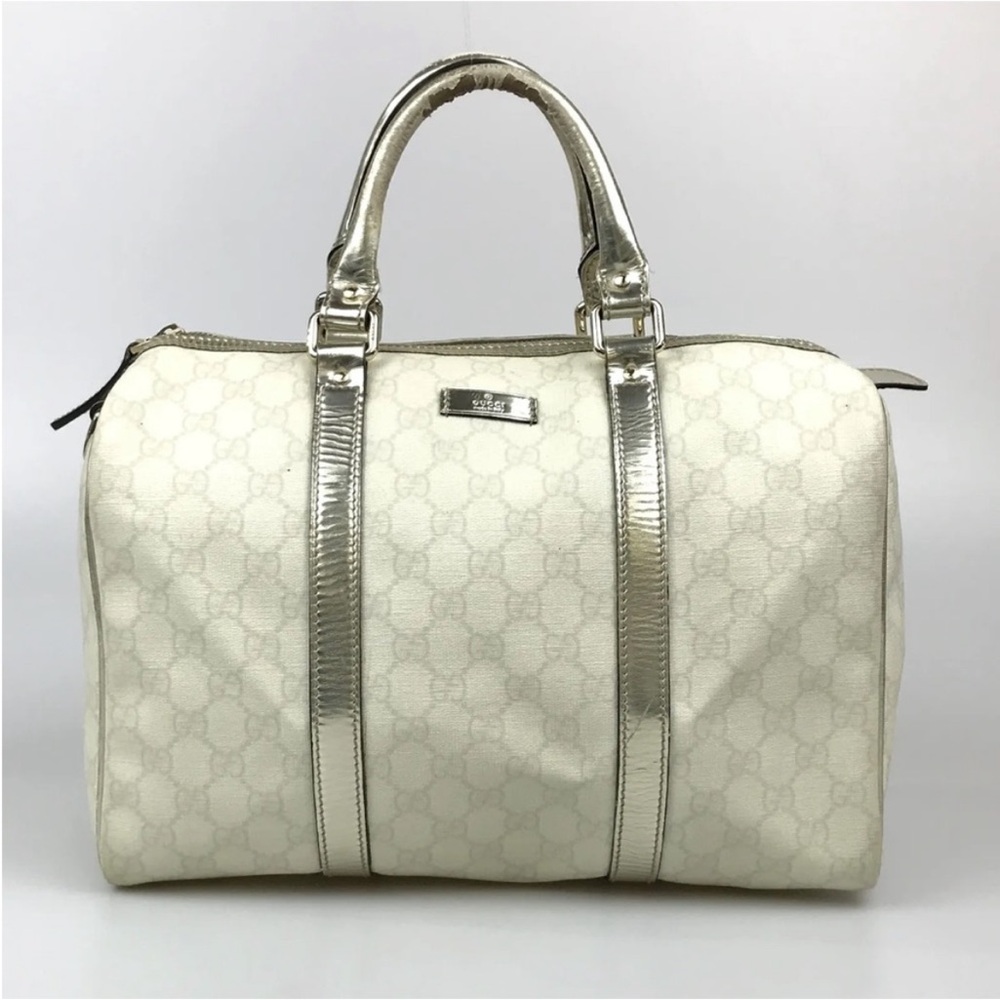 GUCCI Boston Bag GG Supreme PVC & Leather Authentic
